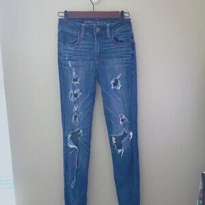 Dark Wash Distressed Hi-Rise Jeans